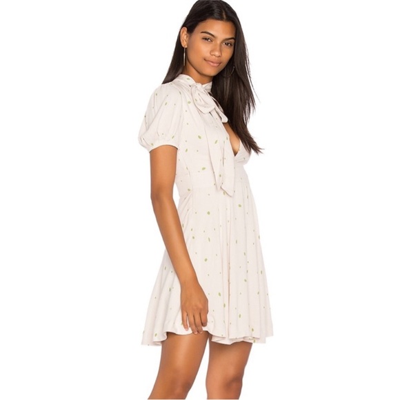 Free People X Revolve Abbie Printed Mini Dress Ivory Reversible Size 12 - Picture 1 of 13